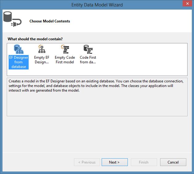 Selecting Model in Entity Data Model